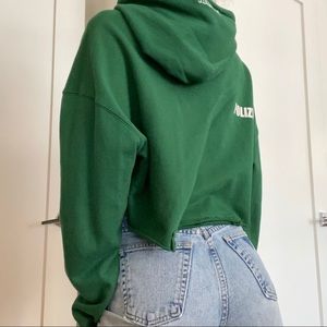 Green Cropped Vetements Hoodie